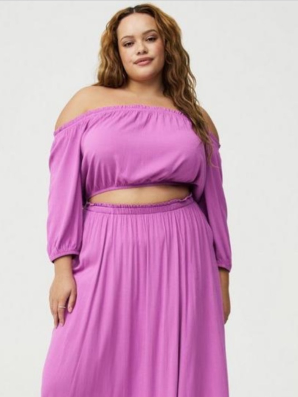 *READ* Torrid Purple Crop Off Shoulder Peasant Top NWT 0X
